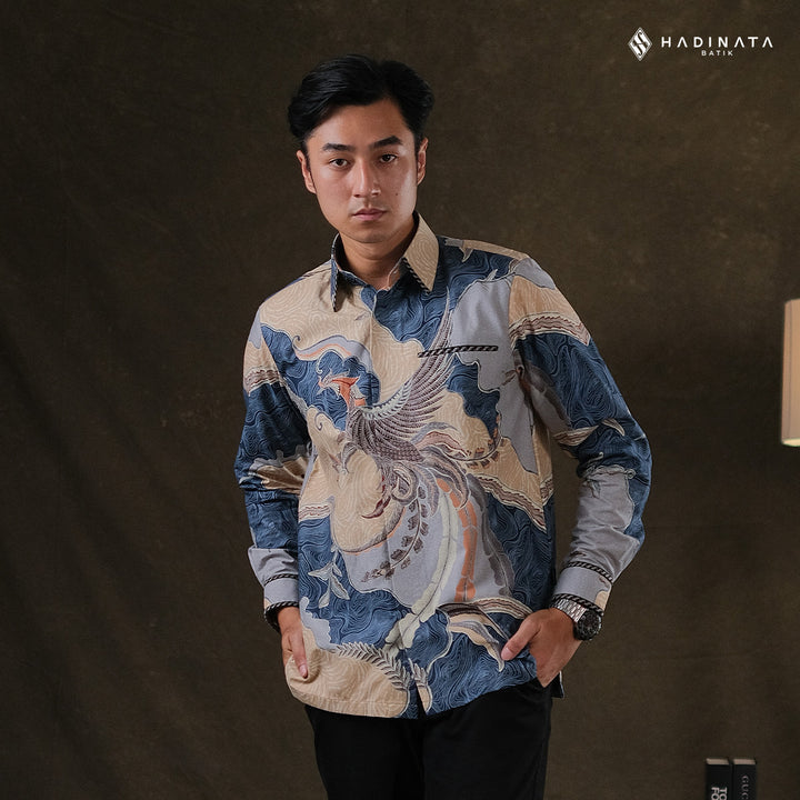 Hadinata Embroidery Batik Kemeja Panjang Arsyn Navy