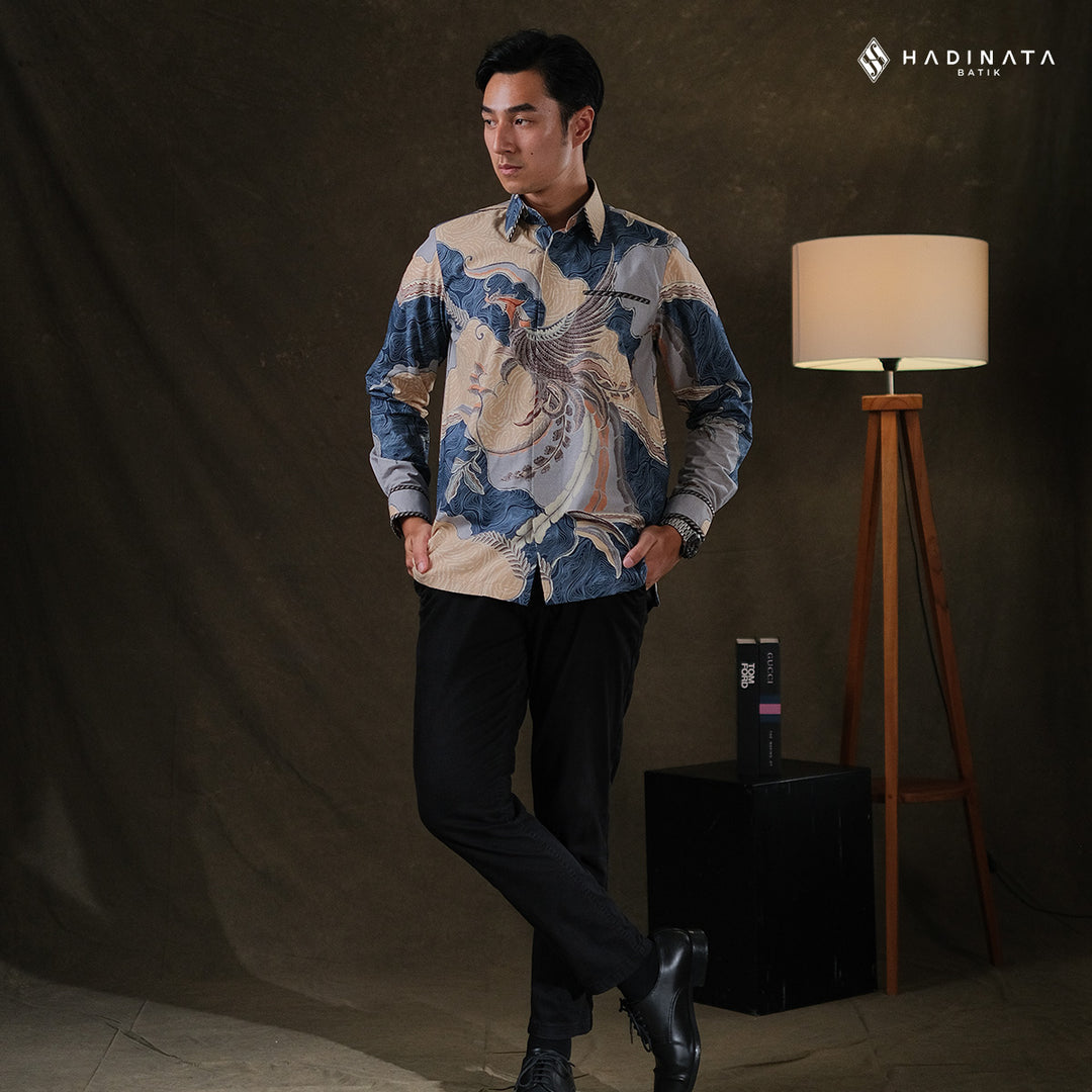Hadinata Embroidery Batik Kemeja Panjang Arsyn Navy