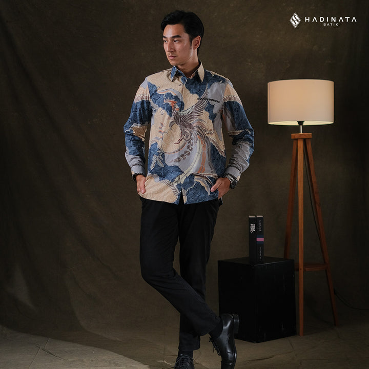 Hadinata Embroidery Batik Kemeja Panjang Arsyn Navy