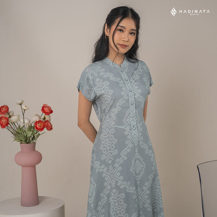 Hadinata Batik Premium Dress Batik Wanita Kalasema Blue