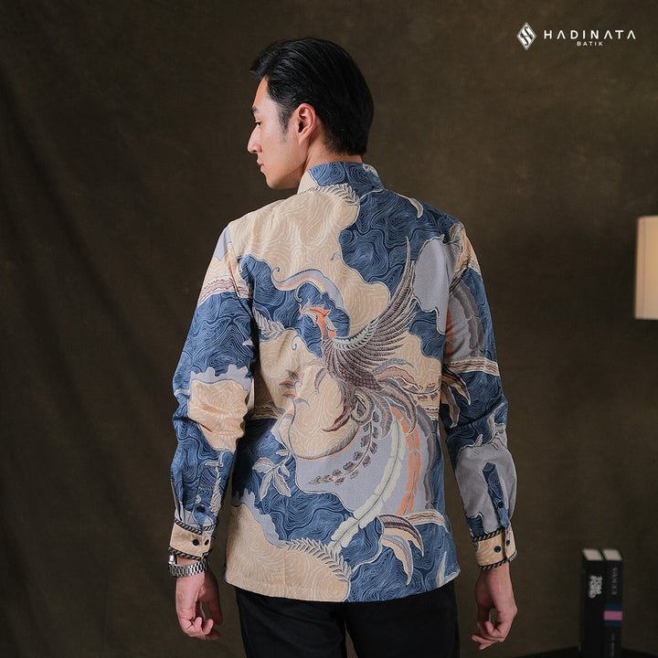 Hadinata Embroidery Batik Kemeja Panjang Arsyn Navy