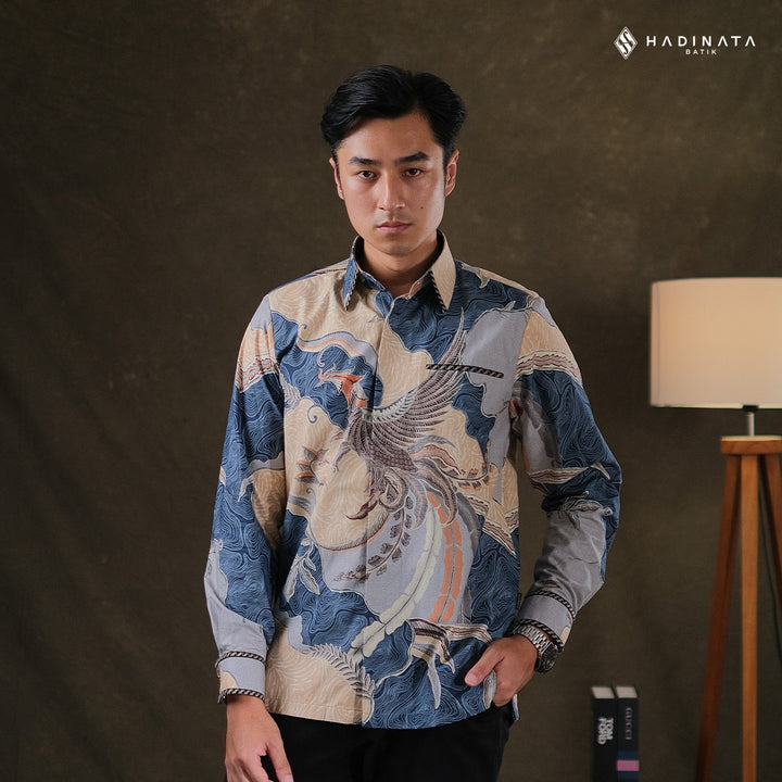 Hadinata Embroidery Batik Kemeja Panjang Arsyn Navy