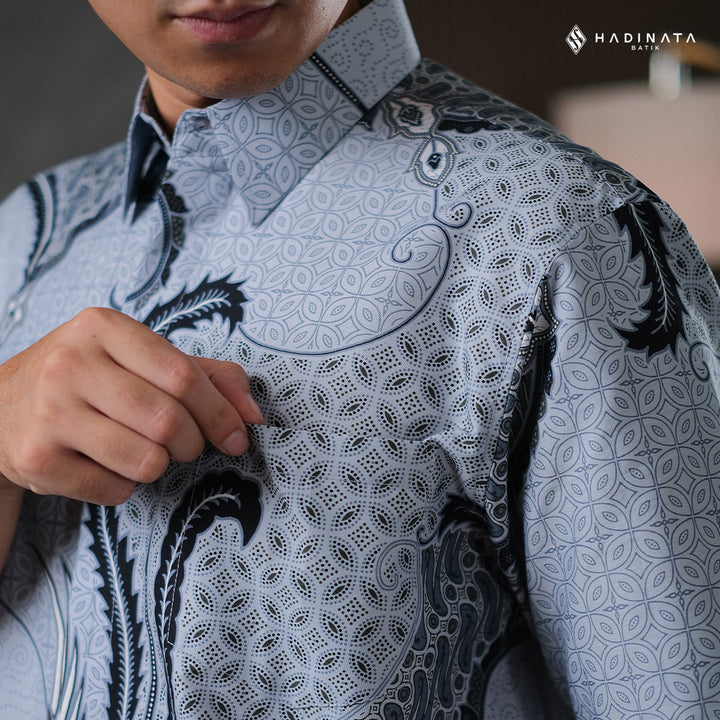 Hadinata Batik Premium Kemeja Batik Pria Lengan Pendek Superfine Mahija Grey