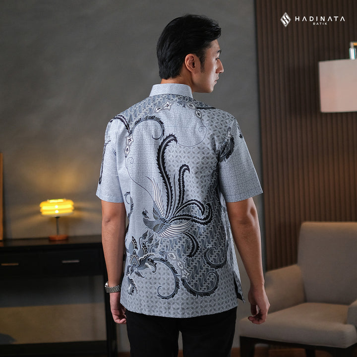 Hadinata Batik Premium Kemeja Batik Pria Lengan Pendek Superfine Mahija Grey