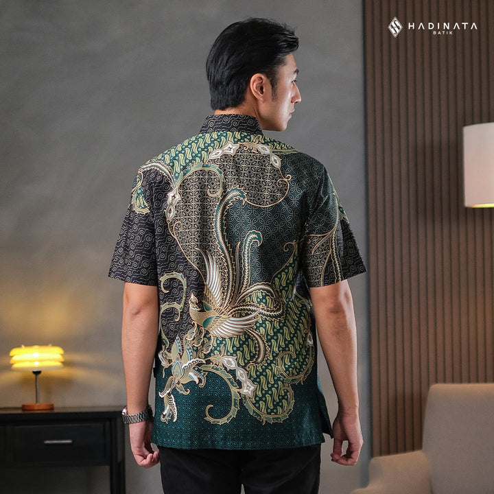 Hadinata Batik Premium Kemeja Batik Pria Lengan Pendek Superfine Mahija Green