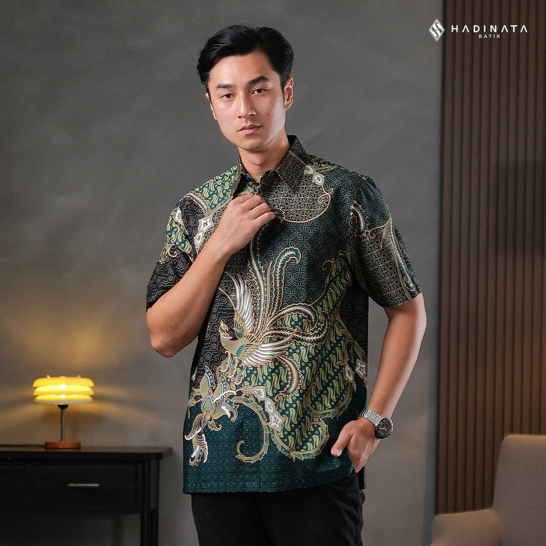 Hadinata Batik Premium Kemeja Batik Pria Lengan Pendek Superfine Mahija Green