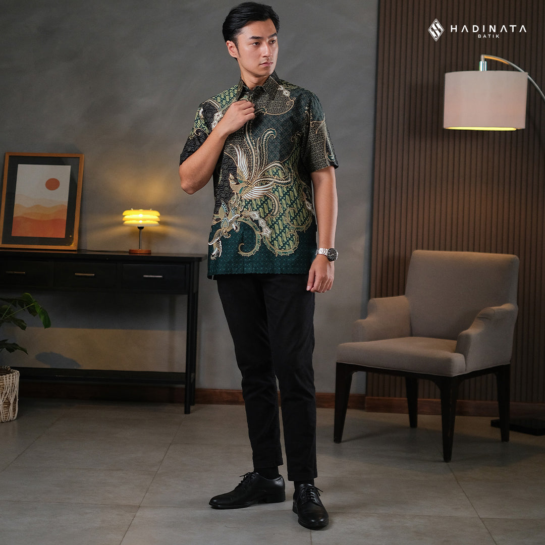 Hadinata Batik Premium Kemeja Batik Pria Lengan Pendek Superfine Mahija Green