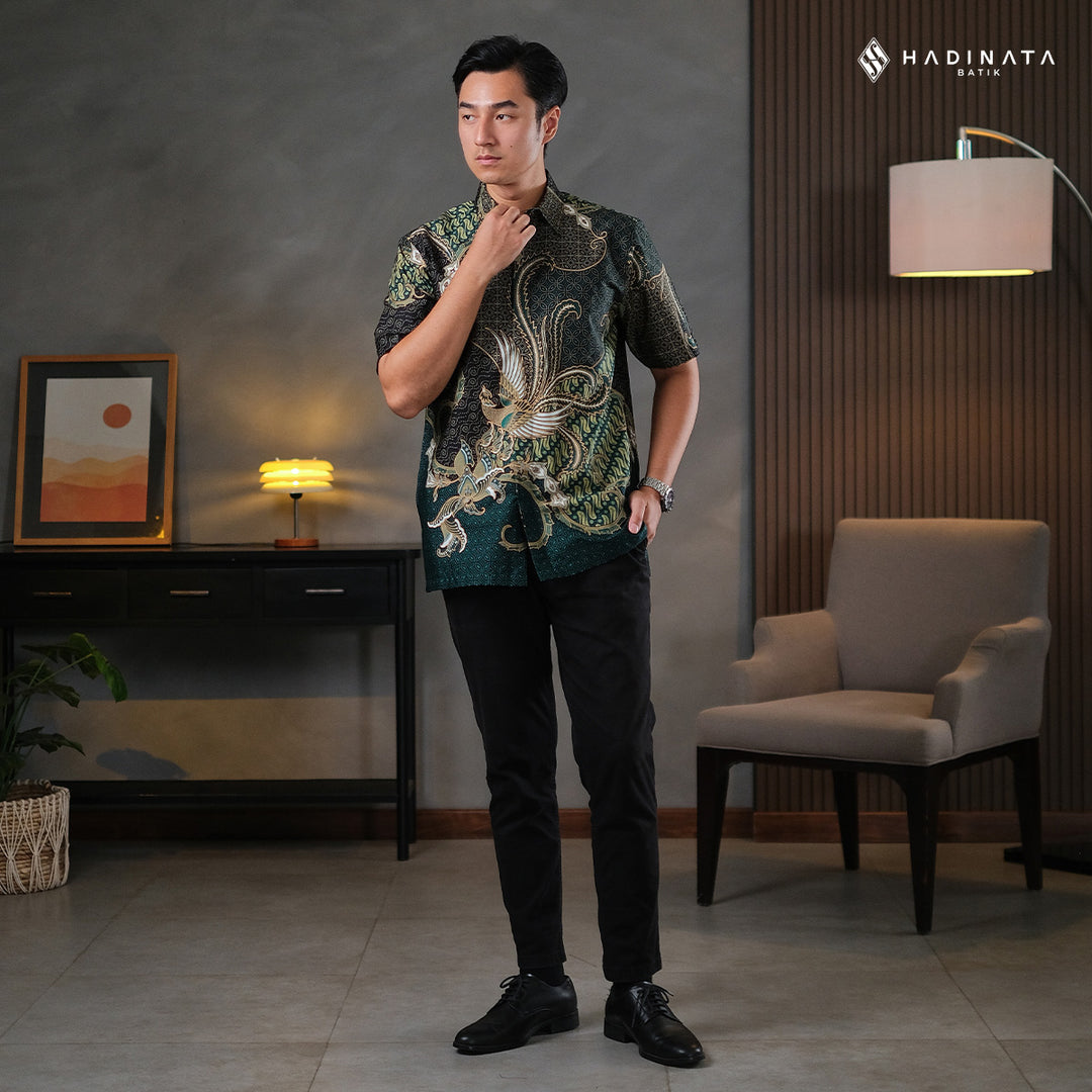 Hadinata Batik Premium Kemeja Batik Pria Lengan Pendek Superfine Mahija Green