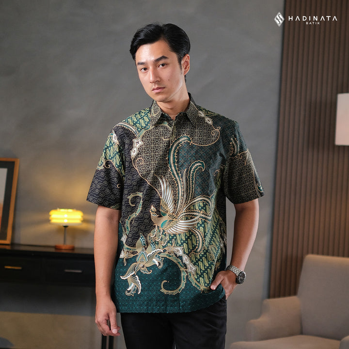 Hadinata Batik Premium Kemeja Batik Pria Lengan Pendek Superfine Mahija Green