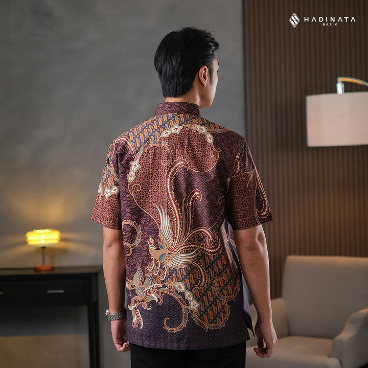 Hadinata Batik Premium Kemeja Batik Pria Lengan Pendek Superfine Mahija Brown