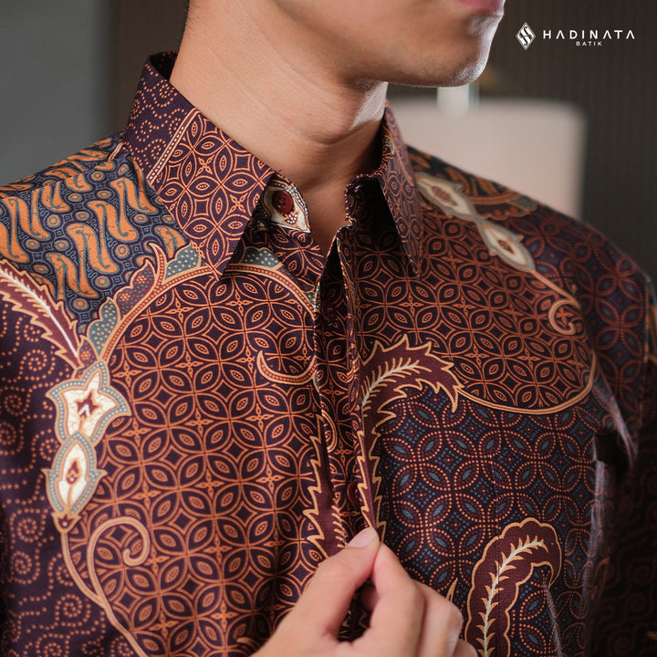 Hadinata Batik Premium Kemeja Batik Pria Lengan Pendek Superfine Mahija Brown