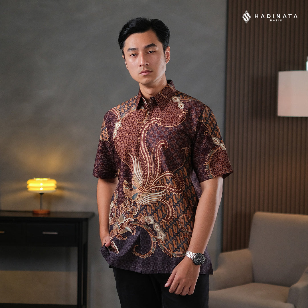 Hadinata Batik Premium Kemeja Batik Pria Lengan Pendek Superfine Mahija Brown