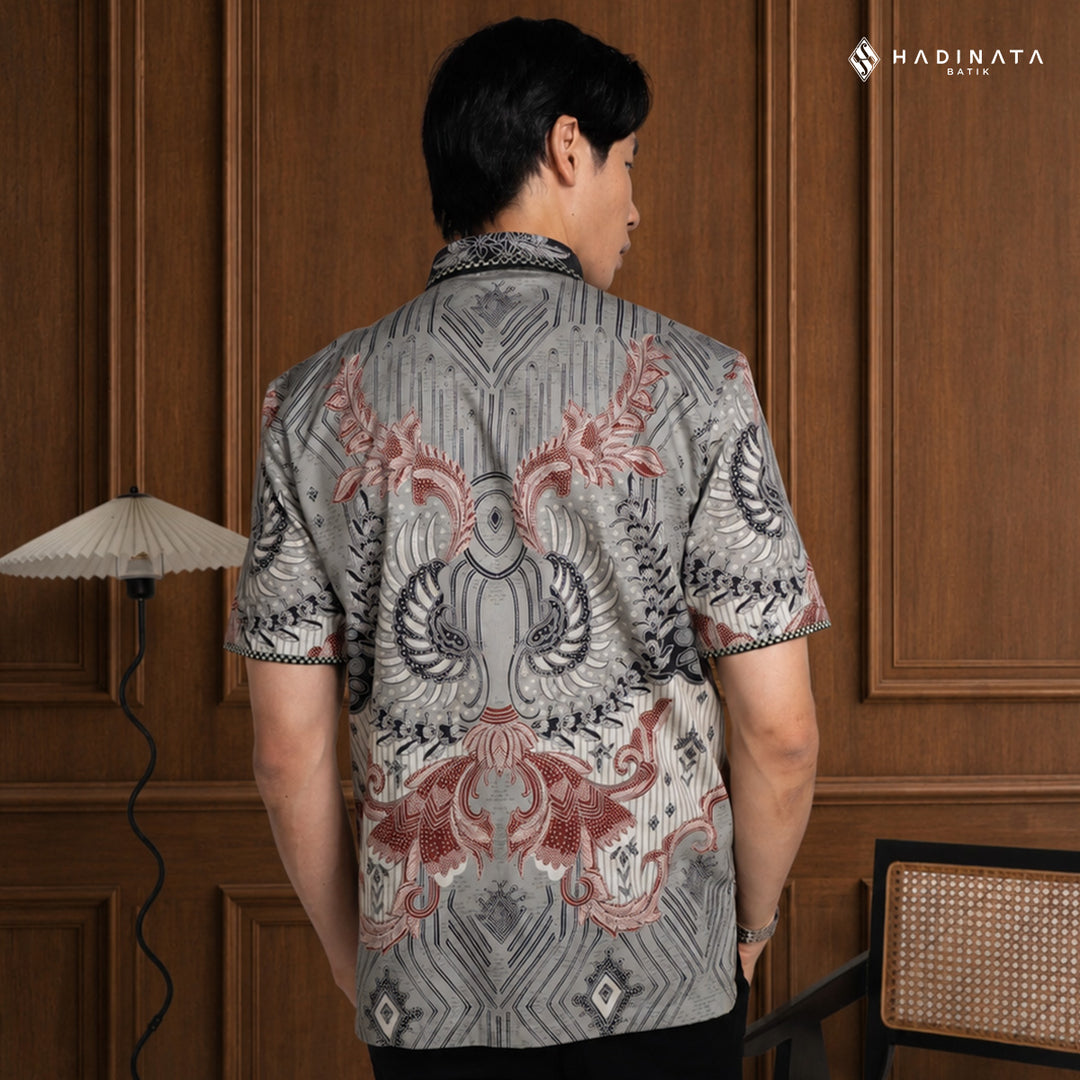 Hadinata Embroidery Batik Kemeja Pendek Jayendra Grey