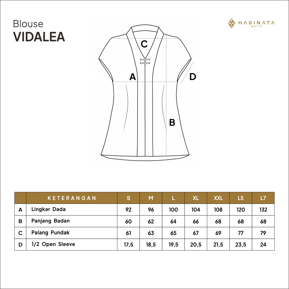 Hadinata Batik Premium Blouse Batik Wanita Lengan Pendek Superfine Vidalea White
