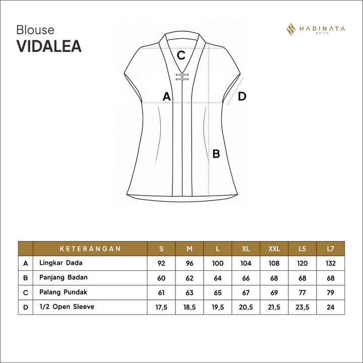 Hadinata Batik Premium Blouse Batik Wanita Lengan Pendek Superfine Vidalea White