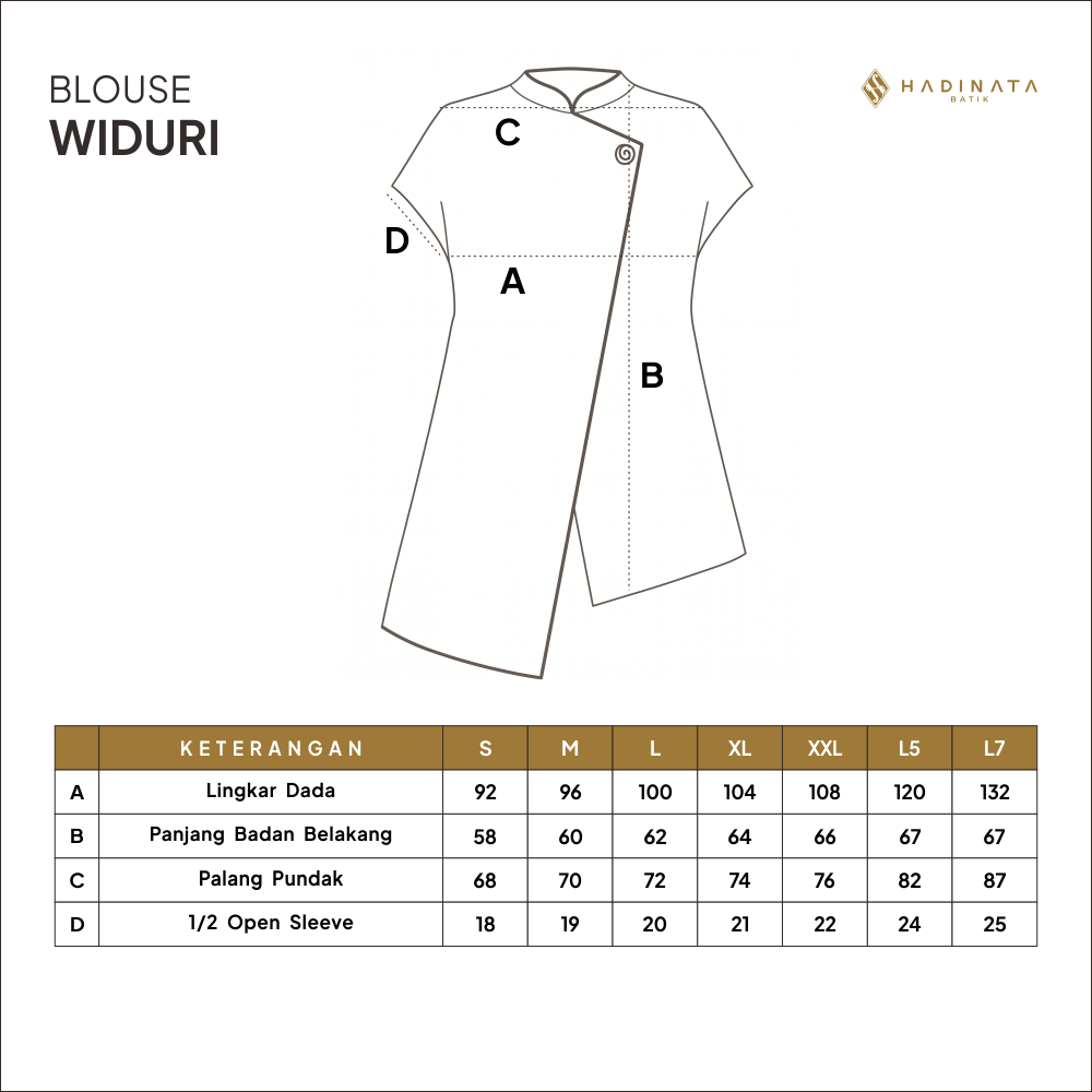 Hadinata Batik Premium Blouse Batik Wanita Lengan Pendek Superfine Widuri White