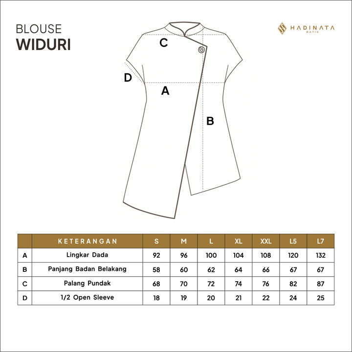 Hadinata Batik Premium Blouse Batik Wanita Lengan Pendek Superfine Widuri White