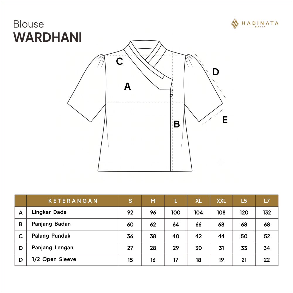 Hadinata Batik Premium Blouse Batik Wanita Lengan Pendek Superfine Wardhani Blue