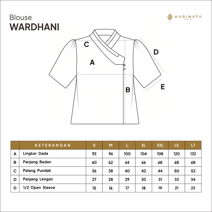 Hadinata Batik Premium Blouse Batik Wanita Lengan Pendek Superfine Wardhani Blue