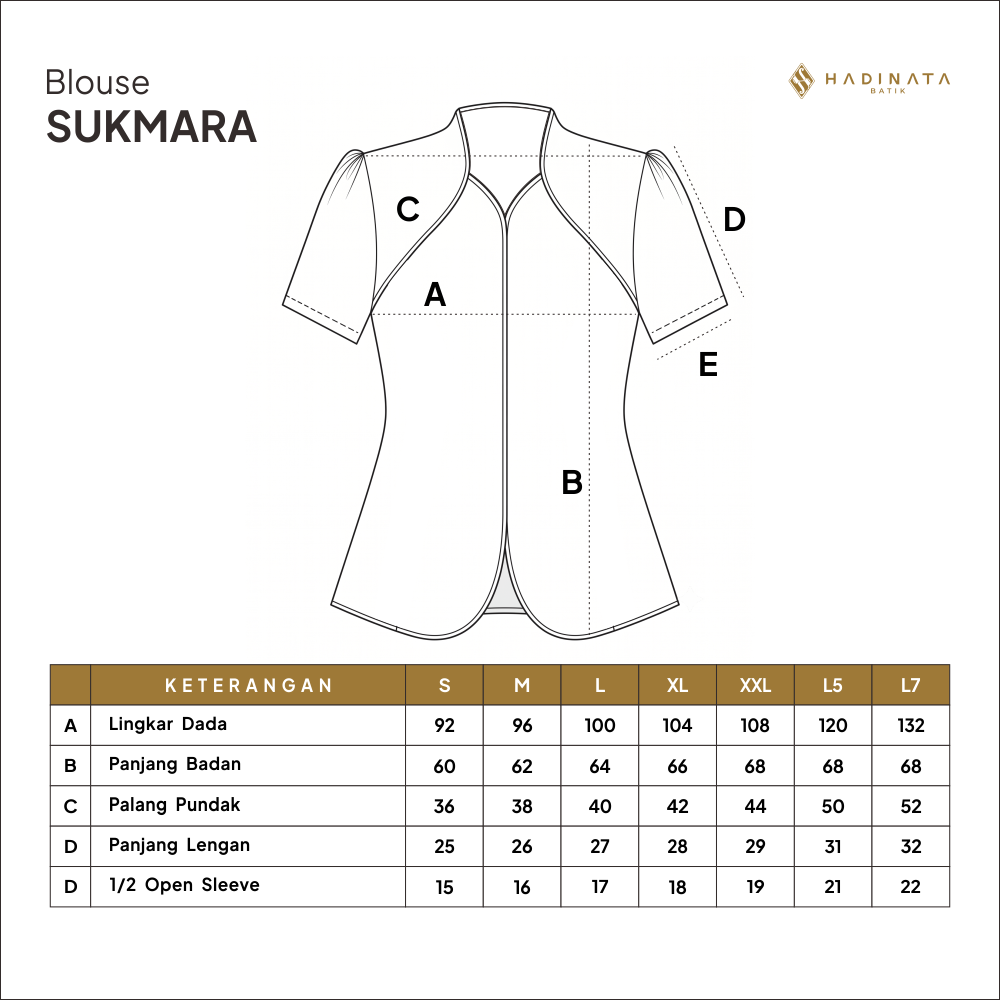 Hadinata Batik Premium Blouse Batik Wanita Lengan Pendek Superfine Sukmara Black