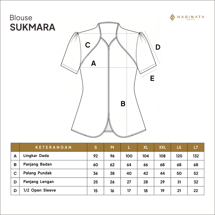 Hadinata Batik Premium Blouse Batik Wanita Lengan Pendek Superfine Sukmara Black