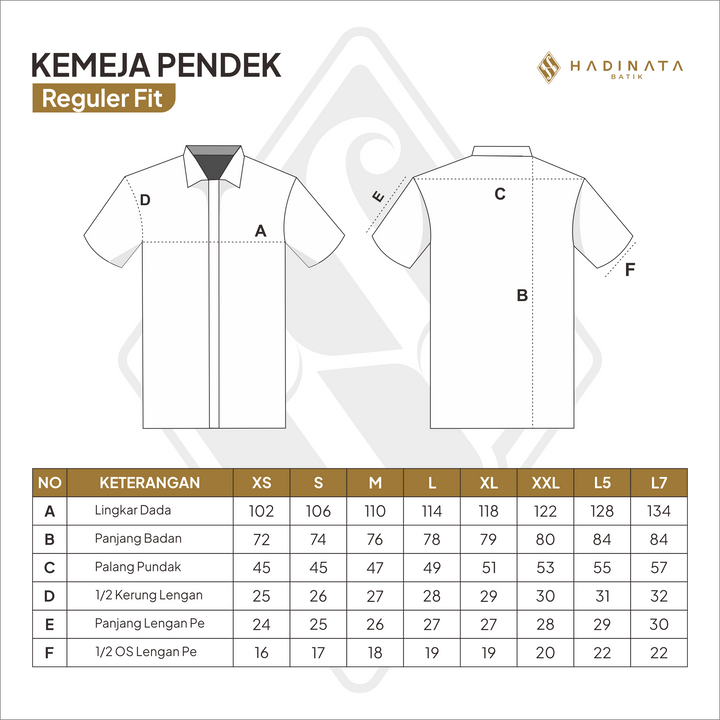 Hadinata Embroidery Batik Kemeja Pendek Syakala Cream