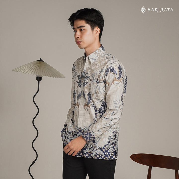 Hadinata Batik Premium Kemeja Batik Pria Lengan Panjang Superfine Furing Centana Centani Cream