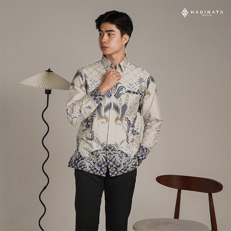 Hadinata Batik Premium Kemeja Batik Pria Lengan Panjang Superfine Furing Centana Centani Cream