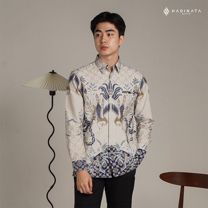 Hadinata Batik Premium Kemeja Batik Pria Lengan Panjang Superfine Furing Centana Centani Cream