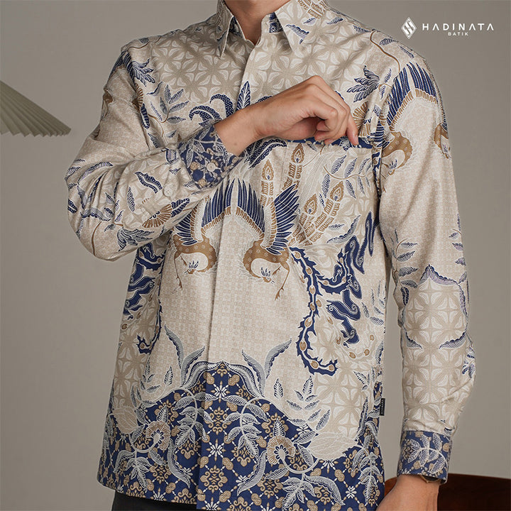 Hadinata Batik Premium Kemeja Batik Pria Lengan Panjang Superfine Furing Centana Centani Cream