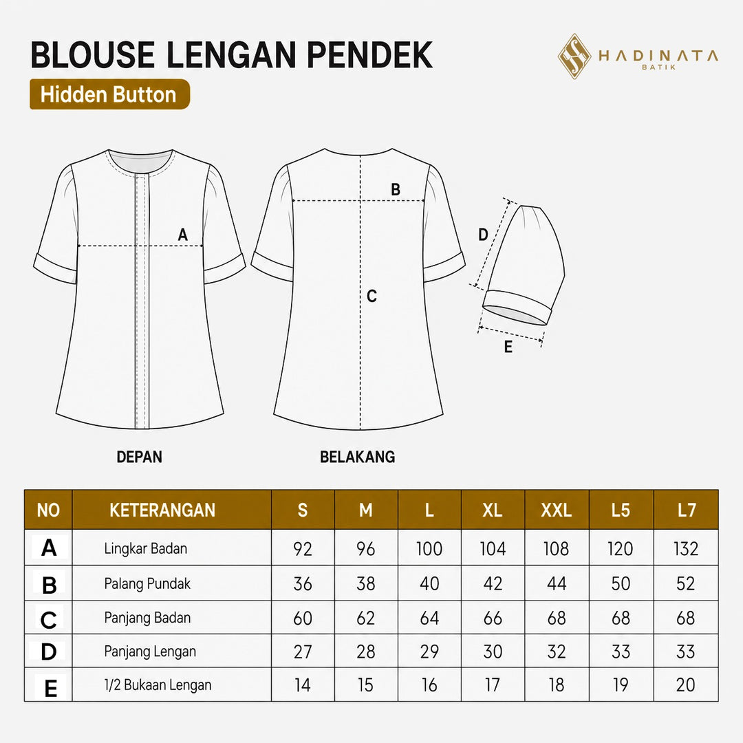 Hadinata Batik Premium Blouse Batik Wanita Lengan Pendek Superfine Rinanti Cream