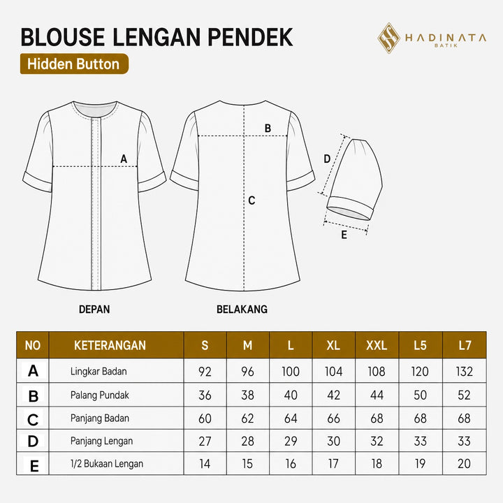 Hadinata Batik Premium Blouse Batik Wanita Lengan Pendek Superfine Rinanti Cream
