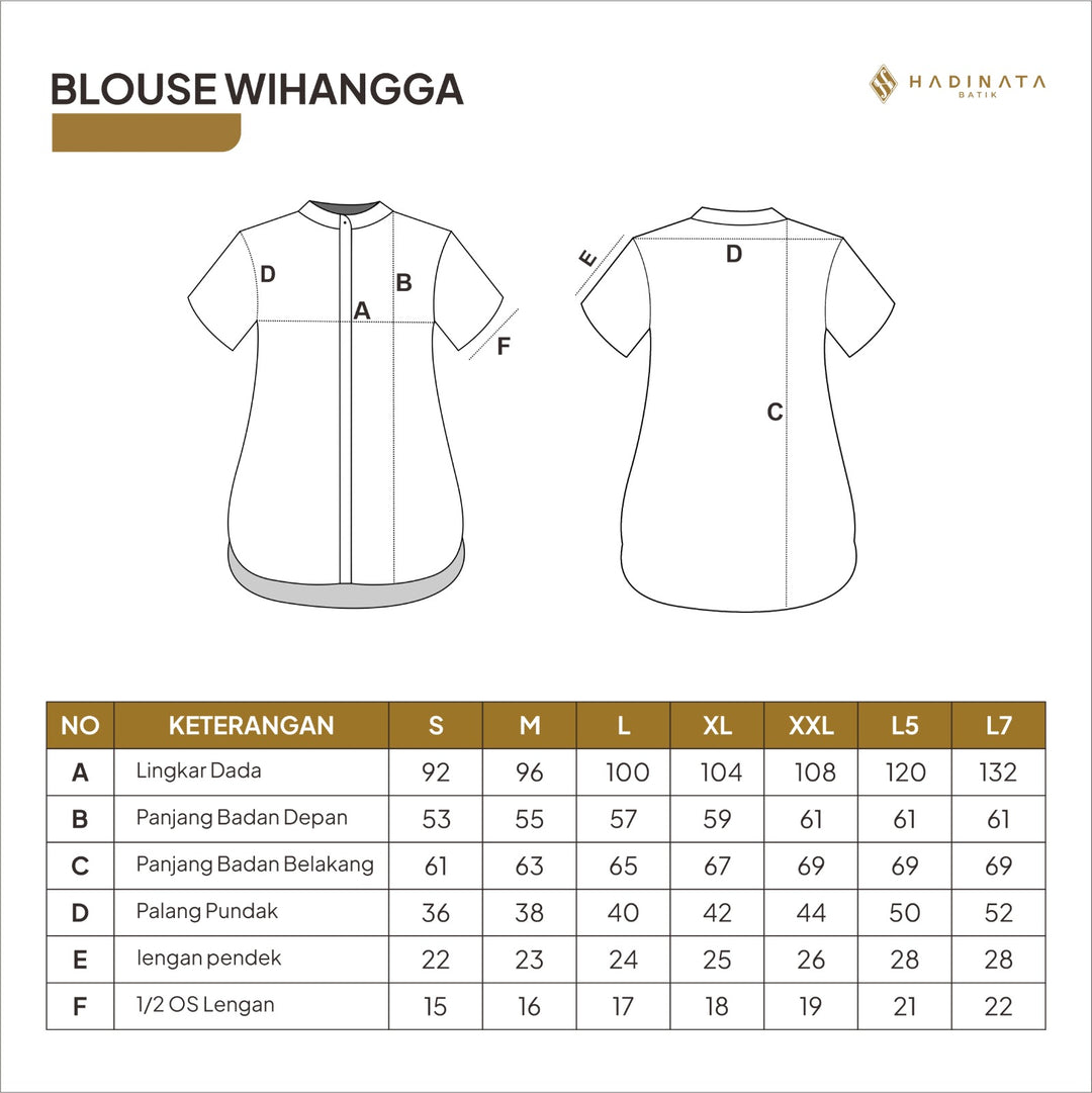 Hadinata Batik Premium Blouse Batik Wanita Lengan Pendek Superfine Wihangga Grey