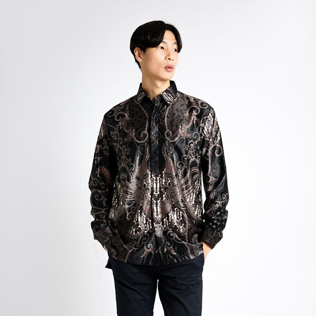 Hadinata Batik Pria Kemeja Panjang Furing Semi Sutra Zafeer Zahra