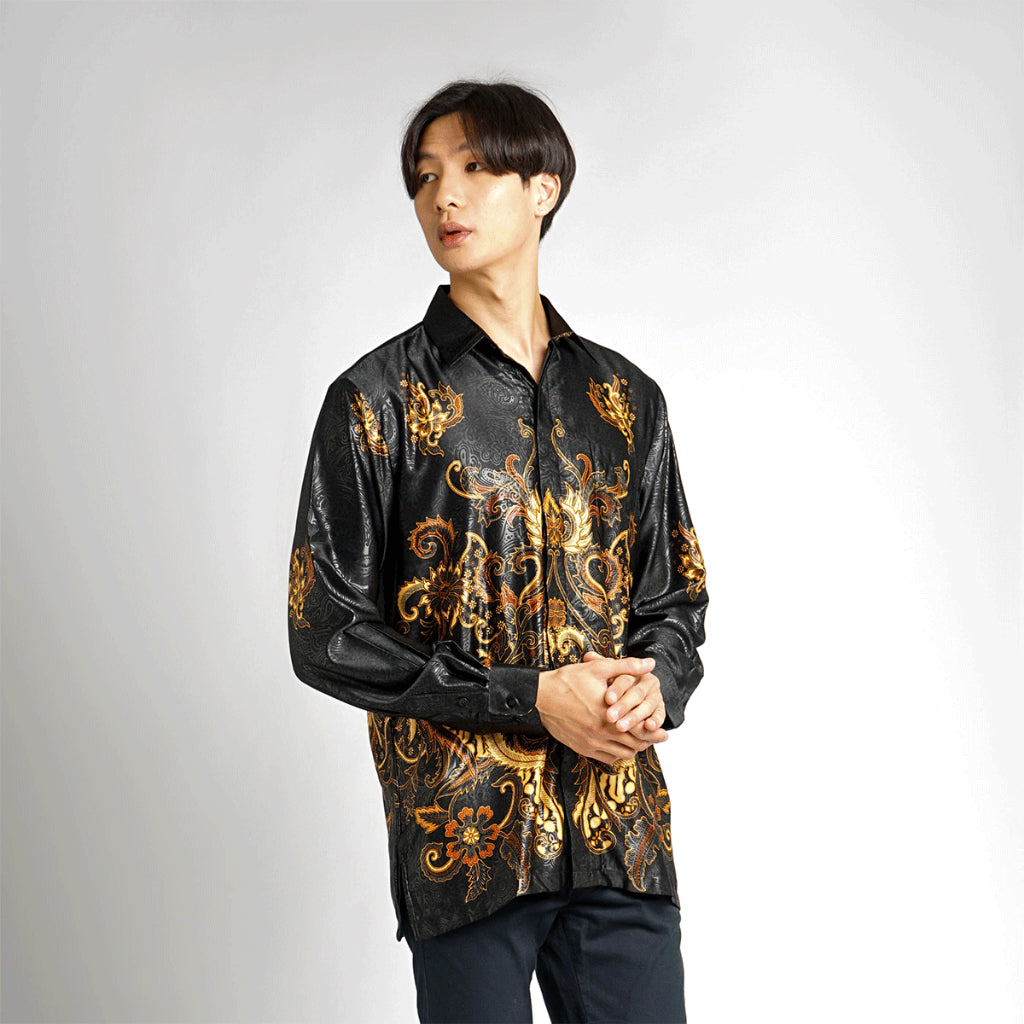 Hadinata Batik Pria Kemeja Panjang Furing Semi Sutra Dewangga