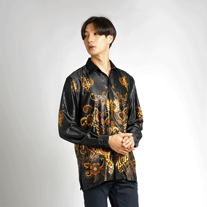 Hadinata Batik Pria Kemeja Panjang Furing Semi Sutra Dewangga