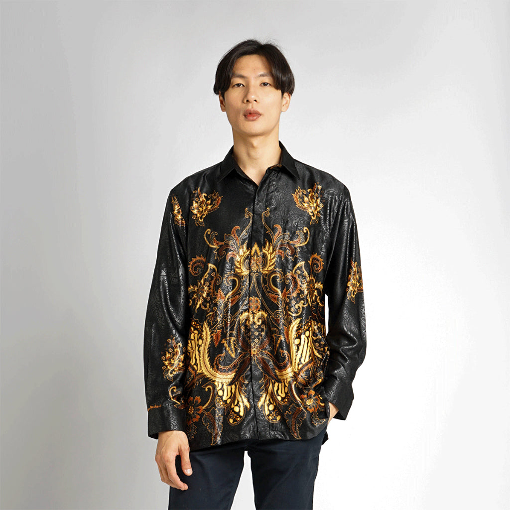 Hadinata Batik Pria Kemeja Panjang Furing Semi Sutra Dewangga