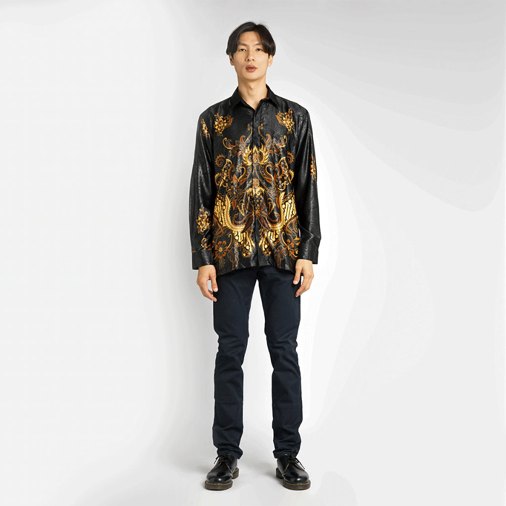 Hadinata Batik Pria Kemeja Panjang Furing Semi Sutra Dewangga