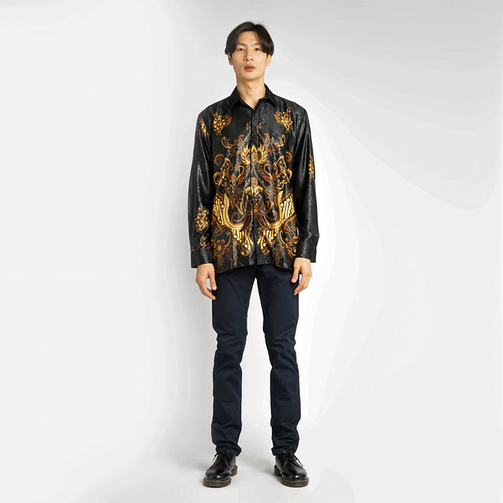 Hadinata Batik Pria Kemeja Panjang Furing Semi Sutra Dewangga