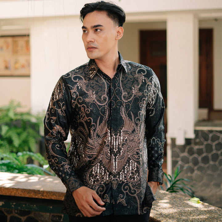 Hadinata Batik Pria Kemeja Panjang Furing Semi Sutra Zafeer Zahra