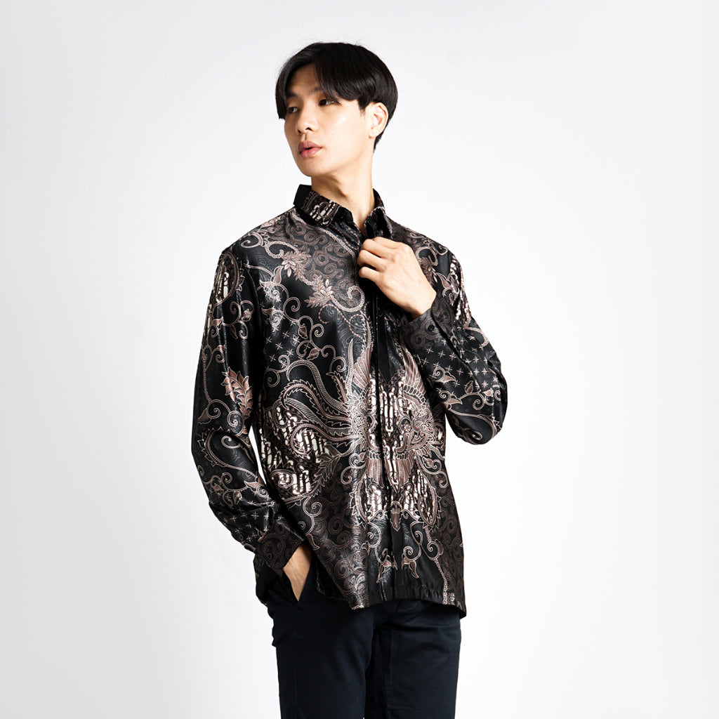 Hadinata Batik Pria Kemeja Panjang Furing Semi Sutra Zafeer Zahra
