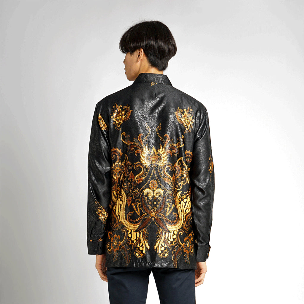 Hadinata Batik Pria Kemeja Panjang Furing Semi Sutra Dewangga