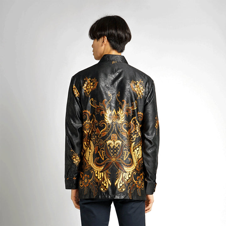 Hadinata Batik Pria Kemeja Panjang Furing Semi Sutra Dewangga
