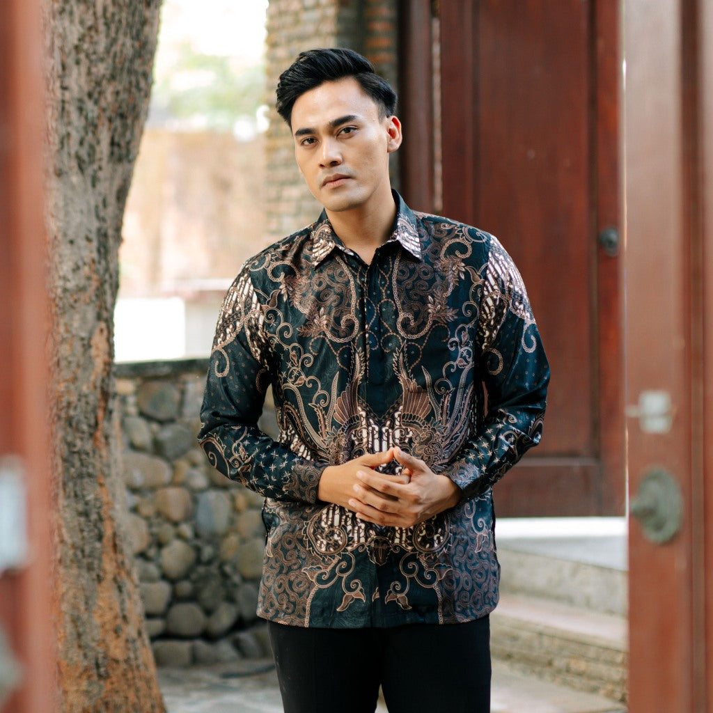 Hadinata Batik Pria Kemeja Panjang Furing Semi Sutra Zafeer Zahra