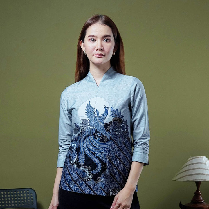 Hadinata Batik Premium Blouse Batik Wanita Superfine Divakar Grey