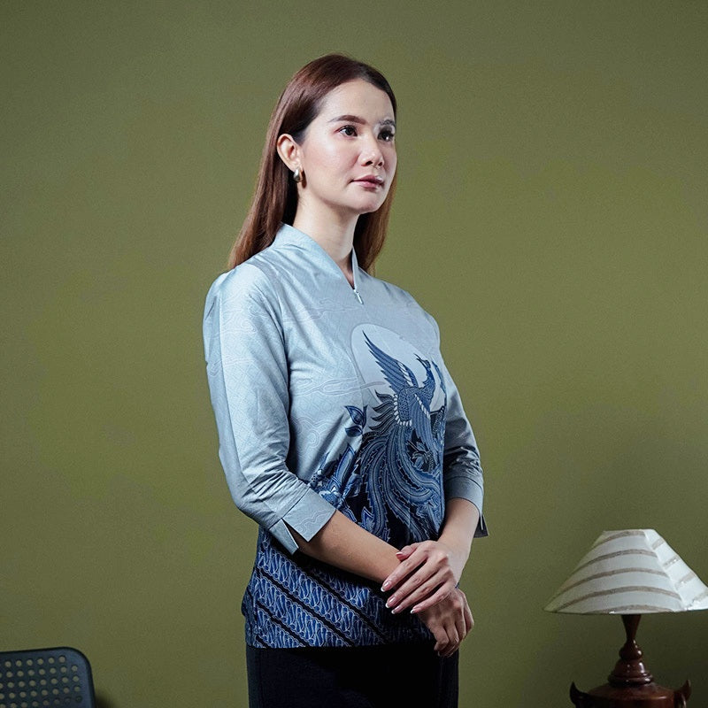 Hadinata Batik Premium Blouse Batik Wanita Superfine Divakar Grey