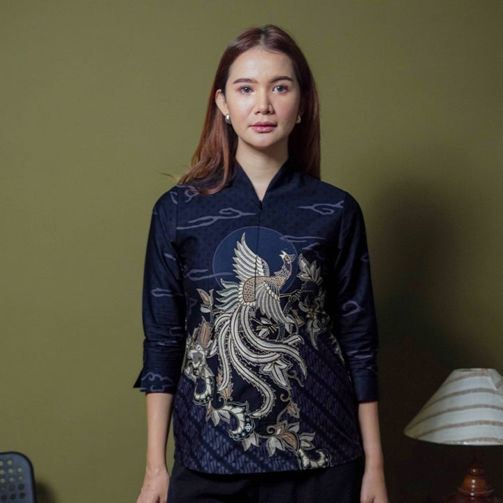 Hadinata Batik Premium Blouse Batik Wanita Superfine Divakar Black