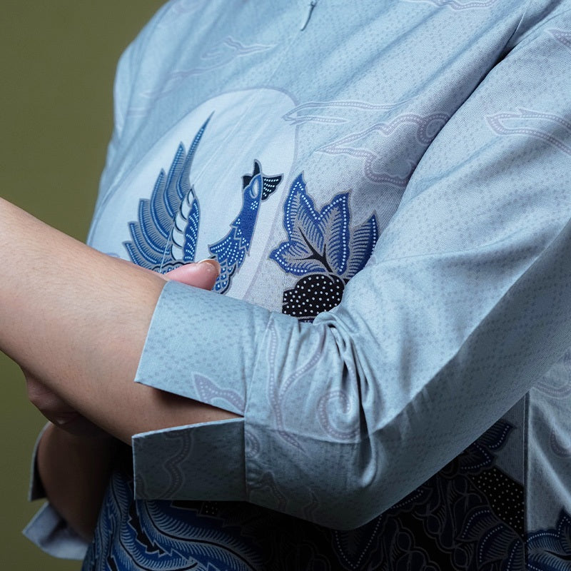 Hadinata Batik Premium Blouse Batik Wanita Superfine Divakar Grey