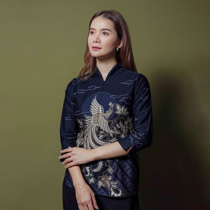 Hadinata Batik Premium Blouse Batik Wanita Superfine Divakar Black