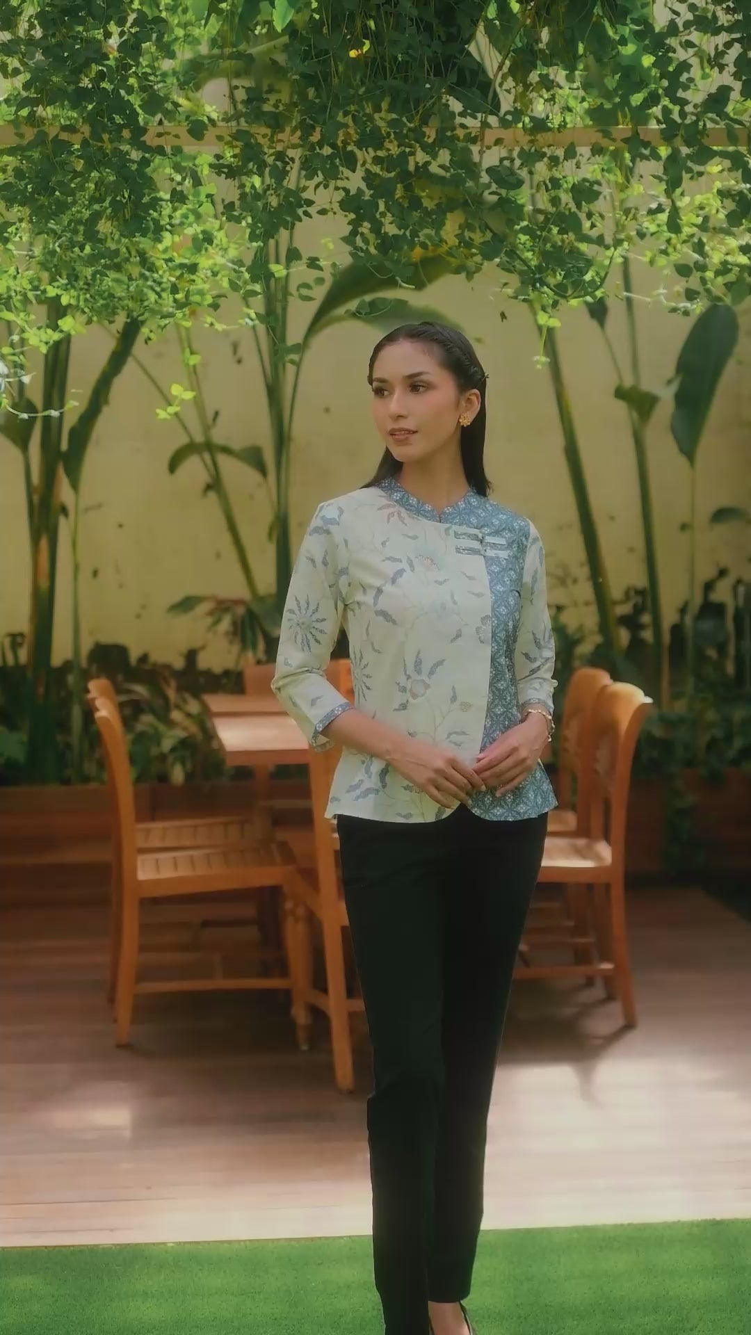 Hadinata Batik Premium Blouse Batik Wanita Lengan Panjang Superfine Sherenia Cream